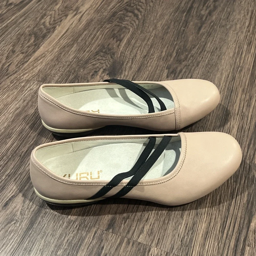Kuru Bella Leather Mary Jane Shoes Women's Tan Slip On Ortho Flats Size 10 EUC